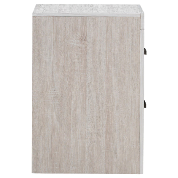 English Elm Brantford Barrel 2-Drawer Nightstand with Rustic Barrel Finish, Matte Bronze Handles, Ample Storage White B062P344907