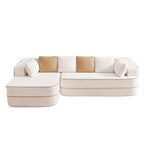 English Elm 106" L-Shaped Teddy Velvet Sofa - No Assembly, Fluffy Comfort, Ergonomic Support For Cozy Living Room W714S01414