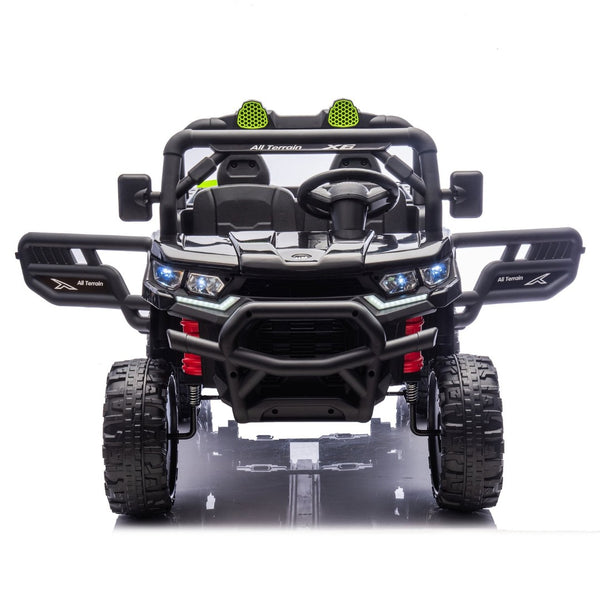 English Elm 24v Two Seat Kids Electric Dump Truck Six Wheel 4wd Utv with Parental Remote Black W1578P268991