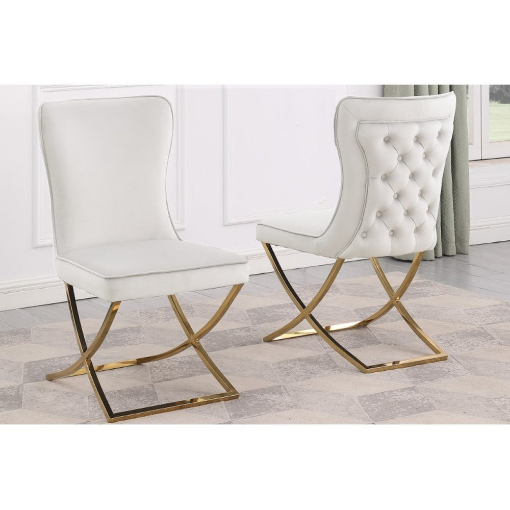 English Elm Modern Tufted Velvet Dining Chairs Glam Button Back Chrome Legs Set of Two B011P446645