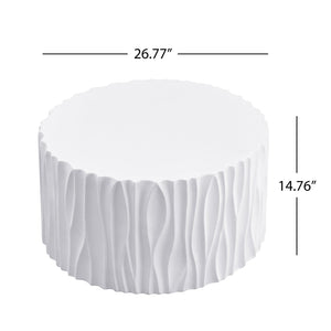 English Elm Modern Fluted Round Outdoor Coffee Table Mgo Weather Resistant Patio Lounge Accent N770P399980W