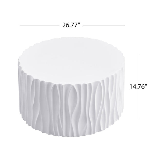 English Elm Modern Fluted Round Outdoor Coffee Table Mgo Weather Resistant Patio Lounge Accent N770P399980W