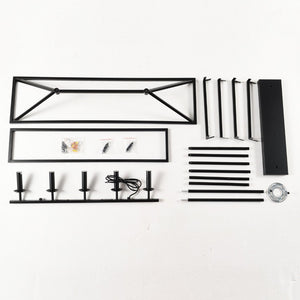 English Elm 5-light Industrial Farmhouse Chandelier Matte Black Metal Linear Pendant for Kitchen Island W5008P465021
