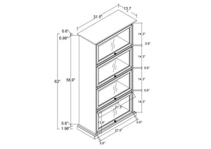 English Elm 4 Tier Glass Display Cabinet with Flip-Up Tempered Doors Elegant Aluminum Curio for Collectibles Brown W1758P294628