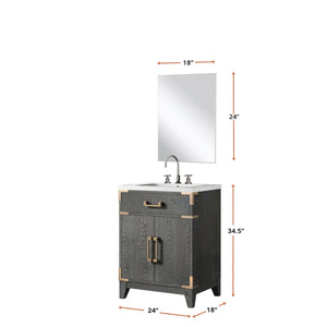 English Elm Black Oak Single Bath Vanity Set With Acrylic Countertop, Mirror & Faucet - Compact & Stylish Design B2731S02215