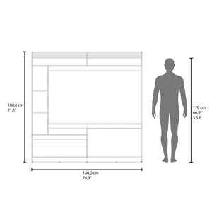 English Elm Entertainment Walnut Media Console with 2 Doors, 7 Shelves, 65" TV Support, Eco-Friendly Build B097S00194