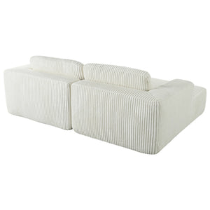 English Elm U_Style Corduroy Double Sofa Bed with Plush Supportive Sponge-Spring Seats and Removable Back Cushions White WY000449AAK