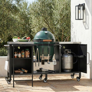 English Elm K&k Stainless Steel Outdoor Kitchen Island with Fold Out Prep Surface for Kamado Grills N707S000023B