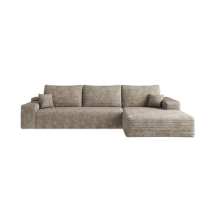 English Elm Y119-L-SLEEPER-GREY Modern Plush Corduroy Left-Arm Sleeper Sofa with Chaise, No Assembly, Cozy Lounge Camel W2824P239964