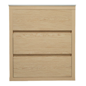 English Elm Christopher Knight Home® - 60" Double Sinks Bathroom Vanity Set with Two Ceramic Basins, Soft-Close Drawers, Sleek Handle-Free Design Natural Wood N817P280550N