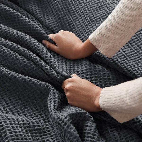 English Elm 1PC Twin Cotton Waffle Blanket 300gsm Lightweight Breathable Cozy Throw for Year-Round Comfort DARK GREY 15.75 L x 12.2 W x 3.94 H B035P341137