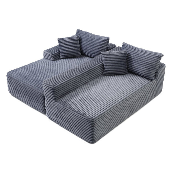 English Elm 105'' Modular Cloud Sectional Corduroy Sofa Deep Seat L-shape Couch for Living Room Grey W1117S00324