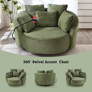 English Elm Swivel Barrel Accent Chair Chenille Tufted Round Club Seat for Living Room Lounge Green N719S002320F