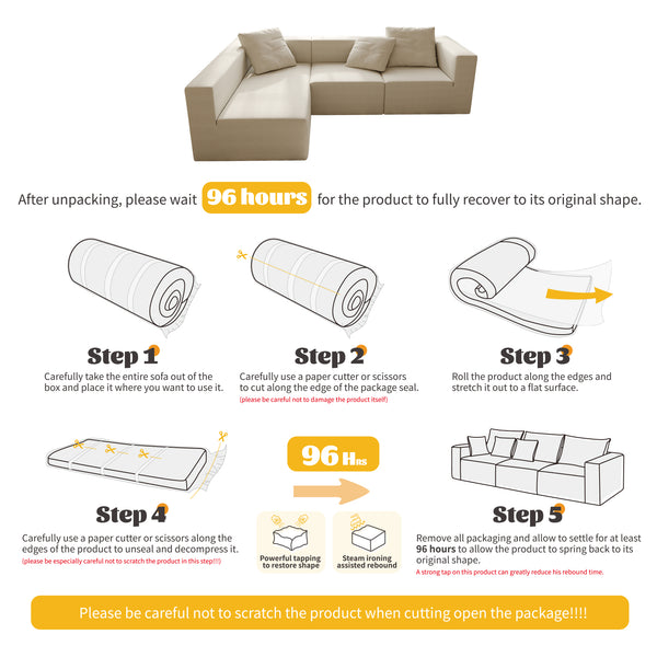 English Elm L Shaped Modular Sectional Sofa - 110" Corduroy Couch With Deep Seats & Movable Ottoman For Comfort W3670S00001