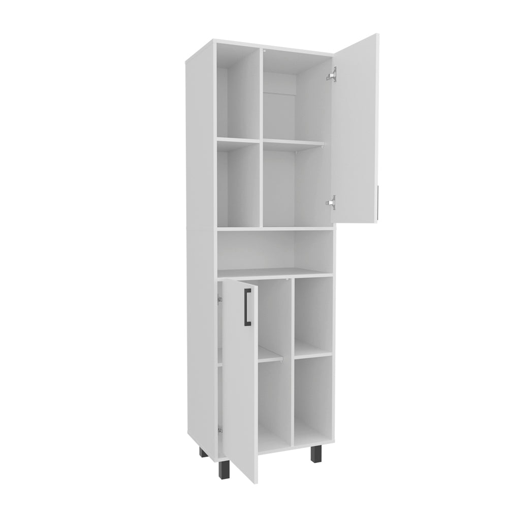 English Elm Bentonia Pantry Cabinet White – Engineered Wood, Adjustable Shelves, Slim 43.7" L x 20.5" W storage B092P315580