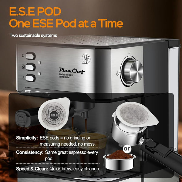 English Elm 20 Bar Stainless Steel Espresso Machine with Steam Wand for Home Barista Brewing W1002P292437