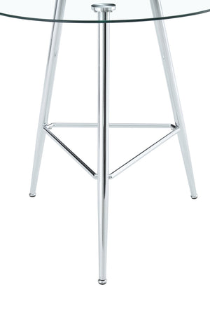 English Elm 36 Inch Round Glass Top Bar Table Chrome Tripod Base Modern Bistro Pub Style W3493P452043
