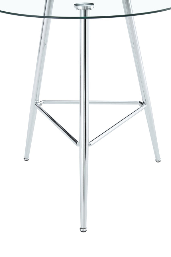 English Elm 36 Inch Round Glass Top Bar Table Chrome Tripod Base Modern Bistro Pub Style W3493P452043