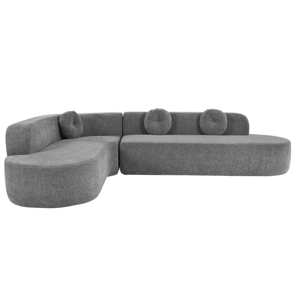 English Elm Christopher Knight Home® - Mirod 122" Extra Large Sectional Sofa with Chenille Upholstery, Tufted Seats & 3 Round Pillows Grey N760S0000040E