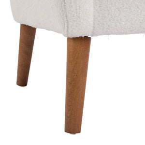 English Elm Christopher Knight Home® - Accent Ivory Teddy Fabric High-Back Armchair with 5.5" Cushion, Curved Arms & Birch Legs, Cozy Support N817P335062W