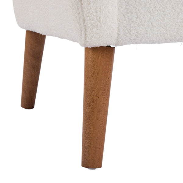 English Elm Christopher Knight Home® - Accent Ivory Teddy Fabric High-Back Armchair with 5.5" Cushion, Curved Arms & Birch Legs, Cozy Support N817P335062W