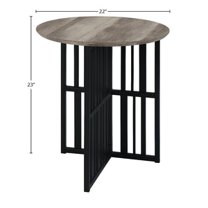English Elm Antique Oval End Table With Black Metal Base - Vintage Charm Meets Modern Stability For Any Space B062P209140