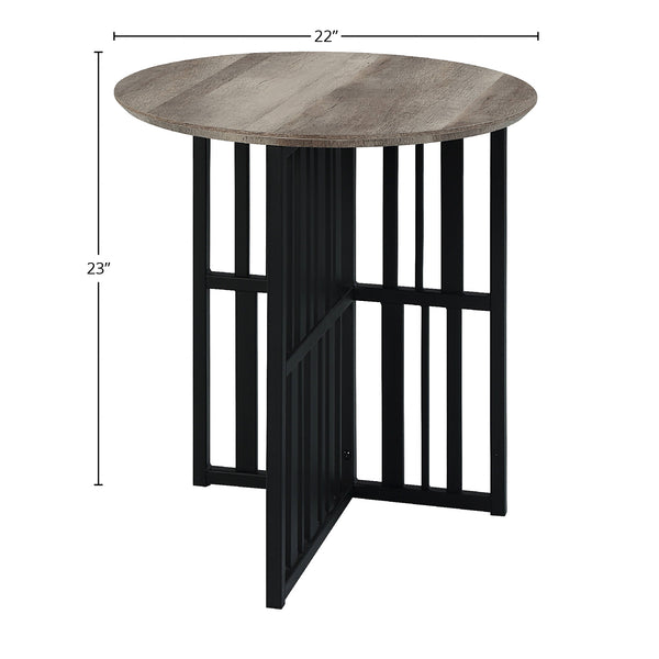 English Elm Antique Oval End Table With Black Metal Base - Vintage Charm Meets Modern Stability For Any Space B062P209140