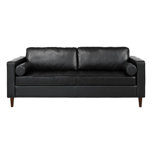 English Elm Christopher Knight Home® - Mirod Mid-Century Modern PU Leather Sofa with Tufted Back, Birch Legs, Foam & Pocket Spring Comfort Black N760P285734B