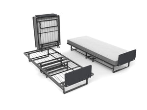 English Elm Metal Folding Bed Twin with 4" High-Density Foam Mattress, 300lbs Steel Frame, Slim 14" Foldable Profile W1960P162794