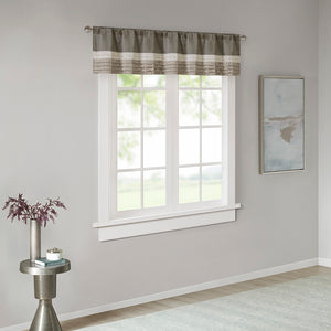 JLA Home Madison Park - Polyoni Pintuck Window Valance with Lined Striped Texture, Tailored Fullness & Easy Rod Pocket Natural MP41-2227