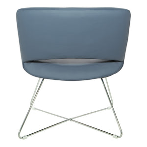 OSP Home Furnishings Faux Leather Accent Chair with Chrome Base for Modern Office or Living Room Blue LRL-R105