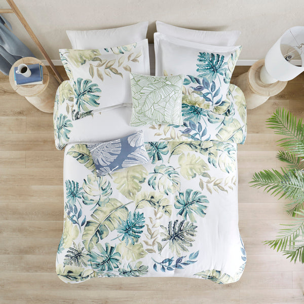 English Elm Cotton Harbor House Lorelai 6-Piece Comforter Set with Tropical Blue-Green Print, OEKO-TEX Certified Multi 22.83 L x 20.87 W x 17.32 H B03595738