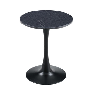 English Elm Round Faux Marble Tulip Dining Table Mid Century Pedestal Base for Compact Kitchens Black+Gery W2920P395716