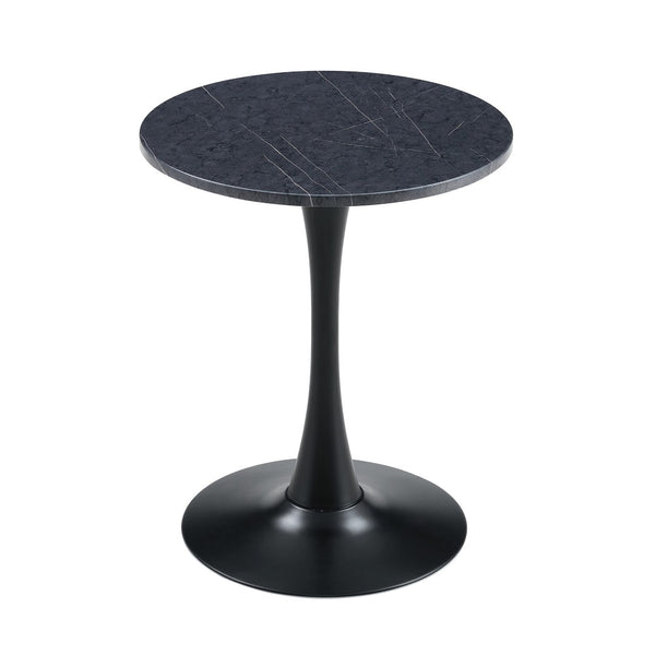 English Elm Round Faux Marble Tulip Dining Table Mid Century Pedestal Base for Compact Kitchens Black+Gery W2920P395716