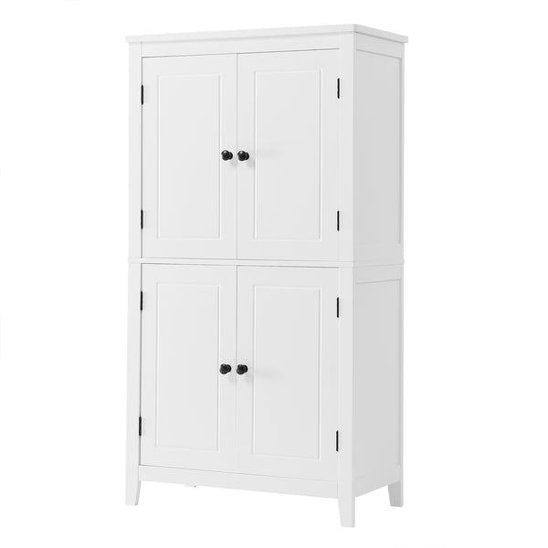 English Elm Elegant Bathroom Floor Storage Cabinet with 4 Doors, Adjustable Shelves, Anti-Tip Design, 28"L x 15"W White N725P188461K