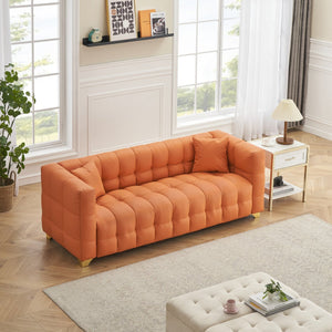 English Elm 80 Modern 3-Seat Sofa with Waterproof Polyester Blend, Solid Wood Frame, Silver Metal Legs, 500lb Capacity Orange W3356P341722