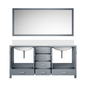 English Elm Dark Grey Double Bath Vanity 72 in W x 22 in D with Cultured Marble Top, Soft-Close Drawers & Mirror B2731S00793