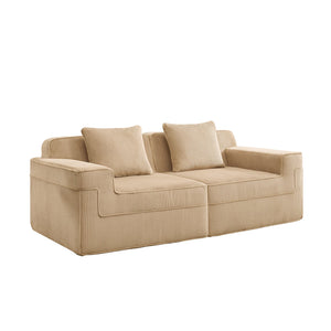 English Elm Modular Boneless 2-Seat Loveseat Sofa with Plush Corduroy, Deep Cloud Comfort and Removable Pillows Camel W3041P353161
