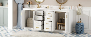 English Elm 72'' Modern Bathroom Vanity Set With Ceramic Sink, Solid Wood Frame, Soft-Close Drawers & Doors N710SS00013K