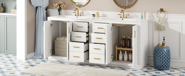 English Elm 72'' Modern Bathroom Vanity Set With Ceramic Sink, Solid Wood Frame, Soft-Close Drawers & Doors N710SS00013K