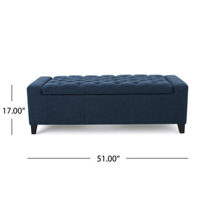 English Elm Christopher Knight Home® - GUERNSEY Ottoman with Tufted Top and Hidden Storage Bench — Sleek Fabric Seat, Footrest & Organizer Navy Blue 59336.00DBL