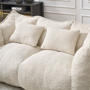 English Elm Soft Plush Foam Beanbag Chair for Two People, Square Recliner Sofa With Superfiber Comfort Embrace Beige W1996P252271