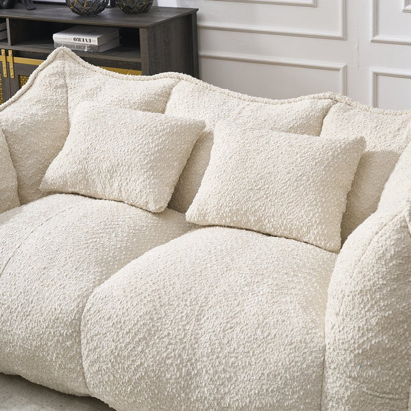 English Elm Soft Plush Foam Beanbag Chair for Two People, Square Recliner Sofa With Superfiber Comfort Embrace Beige W1996P252271