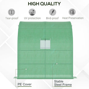 English Elm Outsunny Lean-to Walk-in Greenhouse with Galvanized Frame Pe Cover and Wire Shelving W2225P200639