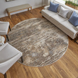 Feizy Rugs Prk3705f Parker Abstract Distressed Rug - Contemporary Viscose And Polyester Design For Modern Interiors Tan,Ivory,Brown Viscose,Polyester Prk3705fivygryn97