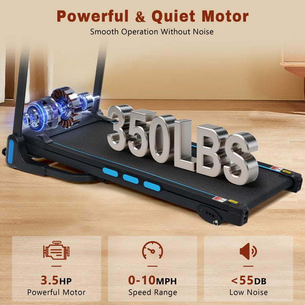 English Elm New Folding Home Treadmill 3.5hp Motor 350lb Capacity Incline Bluetooth Speaker N728P338626B
