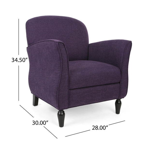 English Elm Christopher Knight Home® - CHAIR modern fabric lounge seat with compact 28.5x28.25x20.75 in dimensions, cozy supportive design Purple 63566.00PLETWD