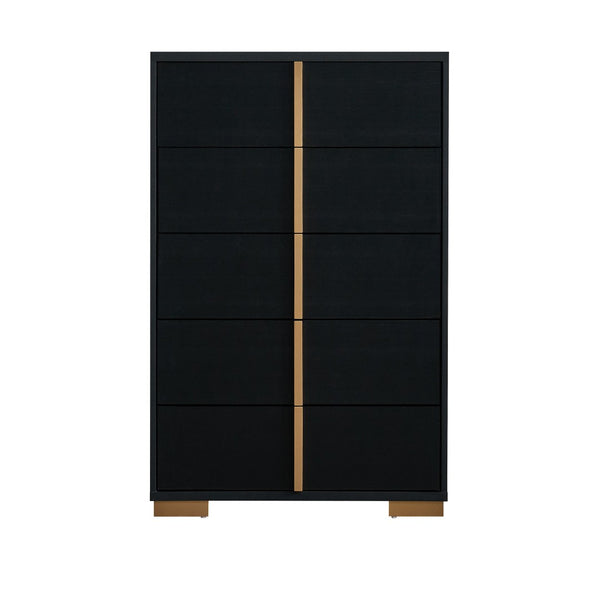 English Elm Steeler Bold Six Drawer Chest Black Laminate Gold Hardware Bedroom Storage B078P497913