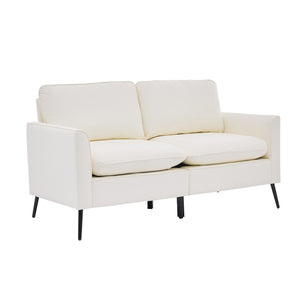 English Elm Ts Cat Paw Faux Leather Accent Chair Nordic Retro Loveseat with Lumbar Support Cream White W2311S00010