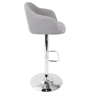 English Elm Daniella Upholstered Adjustable Swivel Barstool in Light Grey — Bucket Seat, Chrome Footrest, 360° Comfort B202P222288